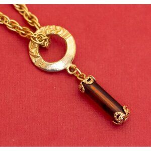 Vintage Ring Circle Unique Pendant  Chain Link Necklace 20 inch - F33